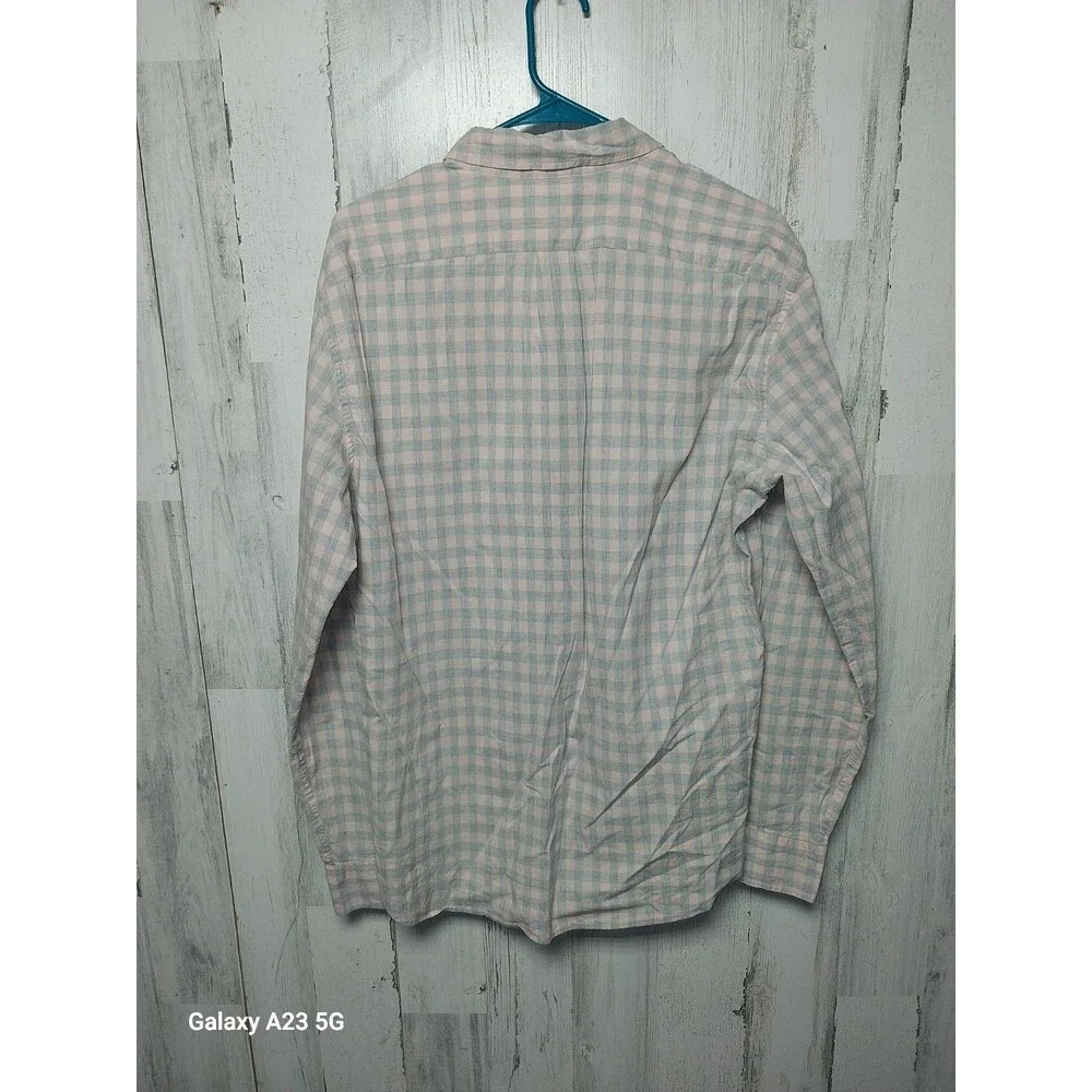 J. CREW SLIM STRETCH Check Print Organic Cotton Button Down Shirt Size Large
